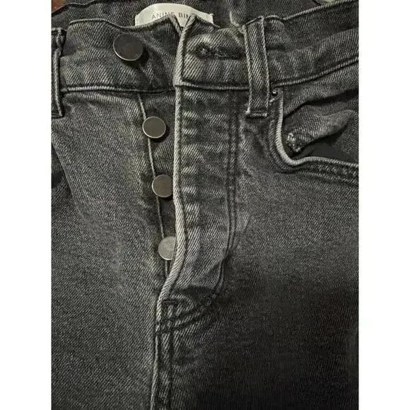 Anine Bing Button Front Black Cropped Flare Jeans – Size 24 - Picture 4 of 4